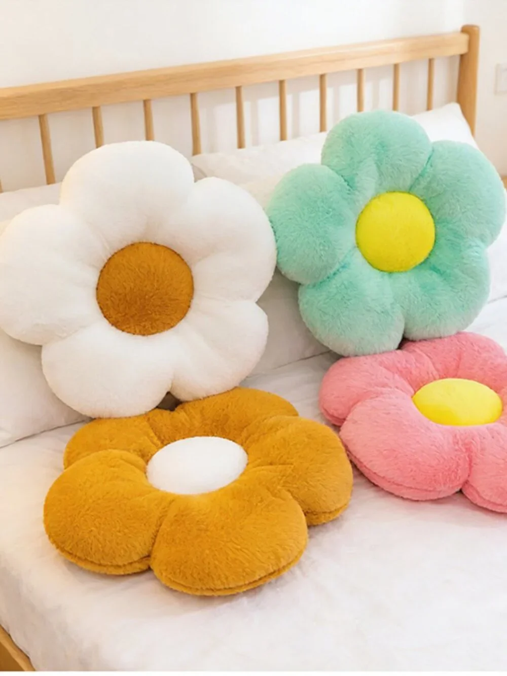 7 PCS Colorful Flowers Plush Cushion Cute Soft Sunflower Pillows Stuffed Toys